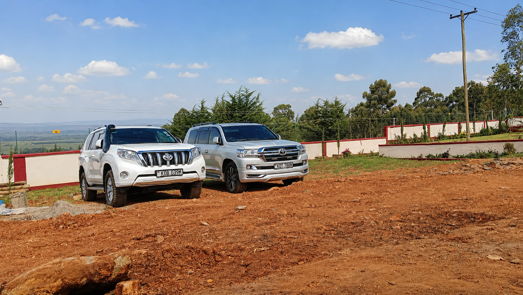 SUV parking area before shade canopy installation